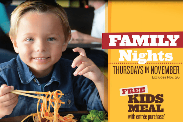Kids Eat Free at Noodles & Company Every Thursday in November