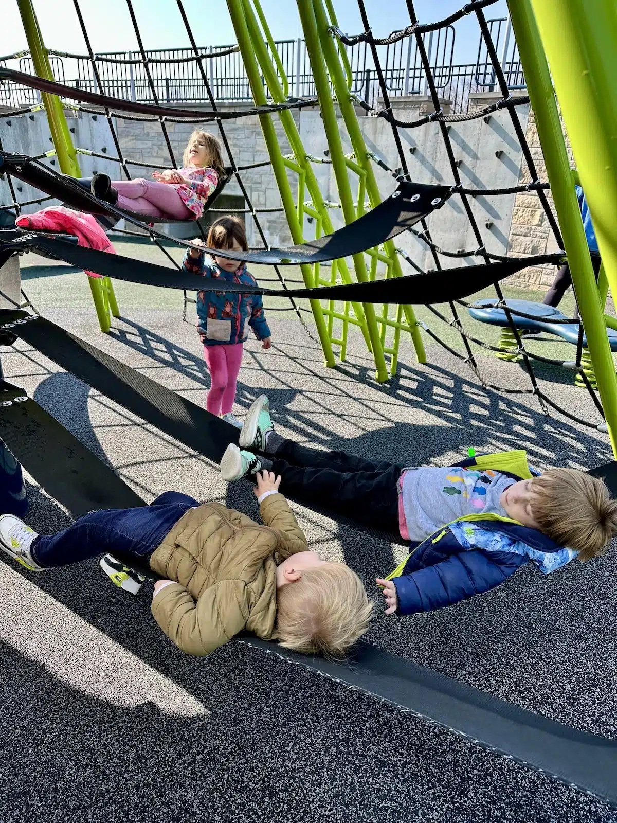 Westermeier Commons Playground in Carmel: Why Families Love It 4 Kids inside the climbing dome at Westermeier Commons Playground