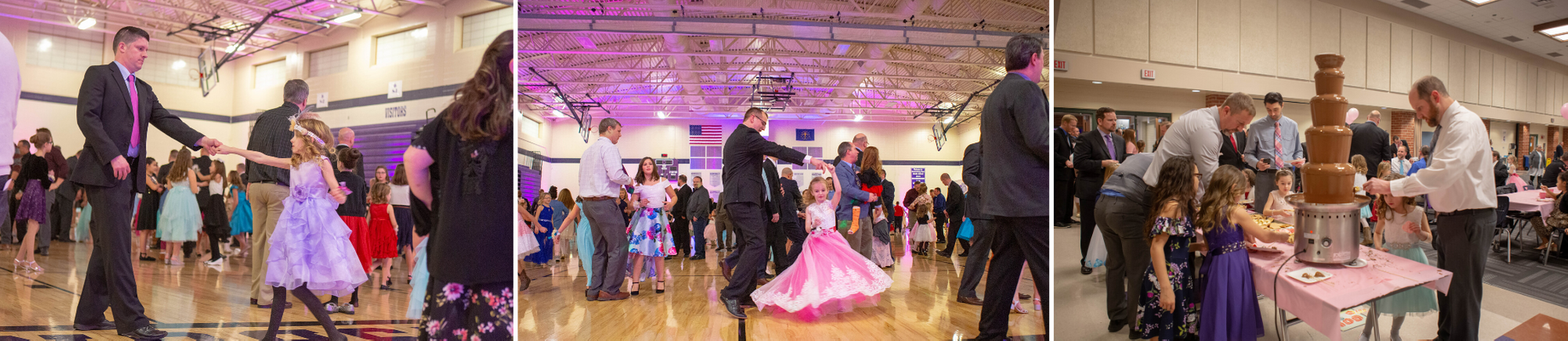 Fathers and daughters dancing at a family dance