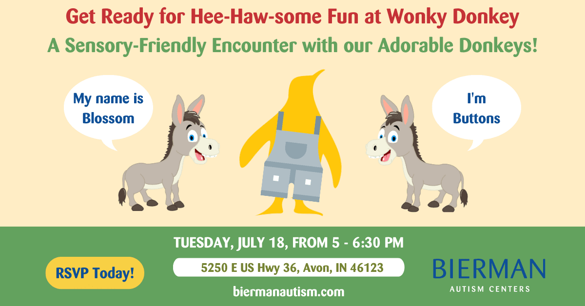 🥳🐴 Wonky Donkey: A Fun and Furry Sensory Event at Bierman Autism Centers in Avon! 🐴🥳