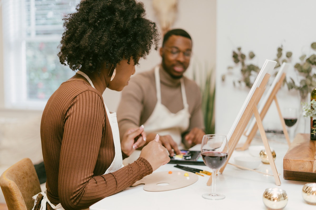 Paint and Sip at home date night for parents