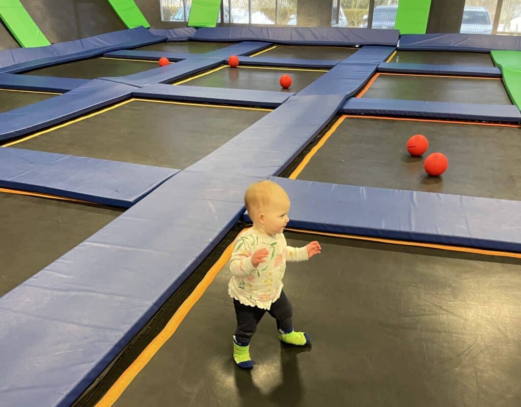 picture of toddler on trampoline at Adrenaline