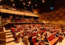 Cozy Up for Free Community Movie Nights in Indianapolis An audience in a theater watching a screen
