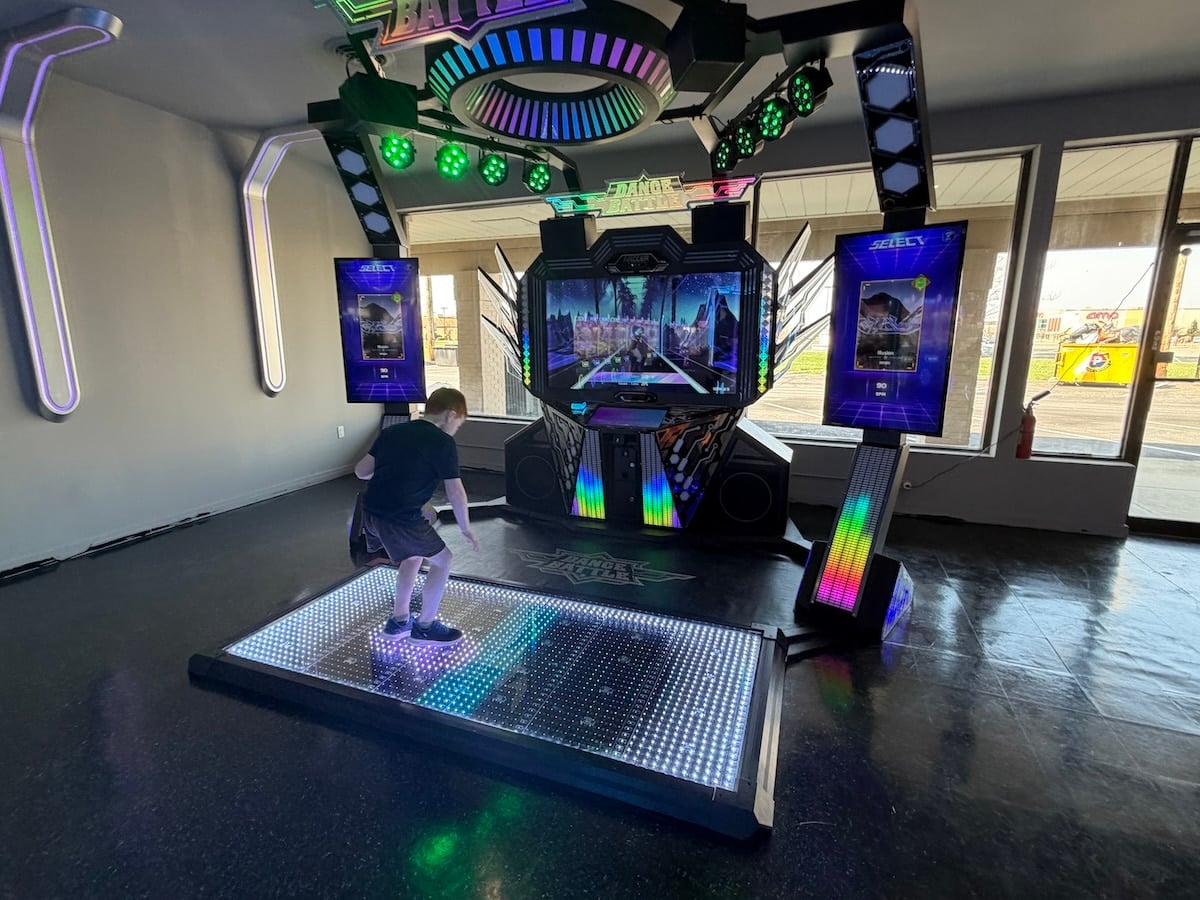 dance machine at We Tried the All-Claw-Machine Arcade in Indianapolis