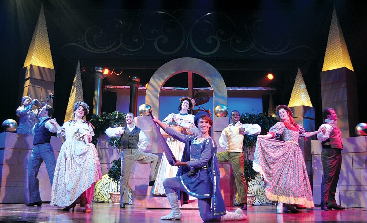 Cast members perform The Prince Is Giving a Ball in Rodgers and Hammerstein’s Cinderella at Beef and Boards Dinner Theatre