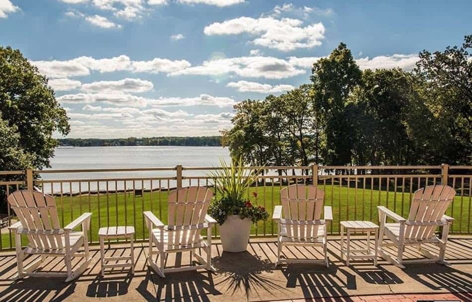 Lake James from the deck at Pokagon State Park's Potawatomi Inn near Angola, IN