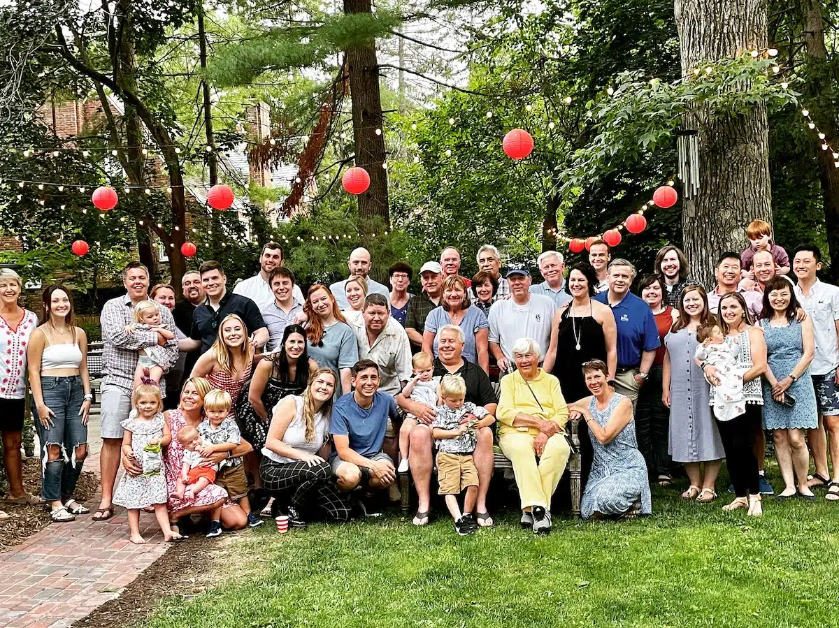 Barbara Wynne surrounded by members of the extended Wynne family