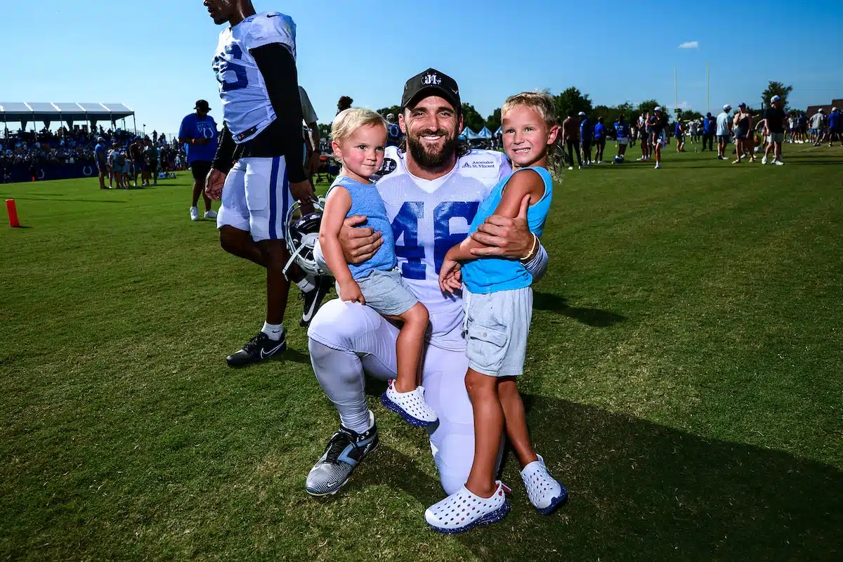 Indianapolis Colts long snapper Luke Rhodes at Colts training camp