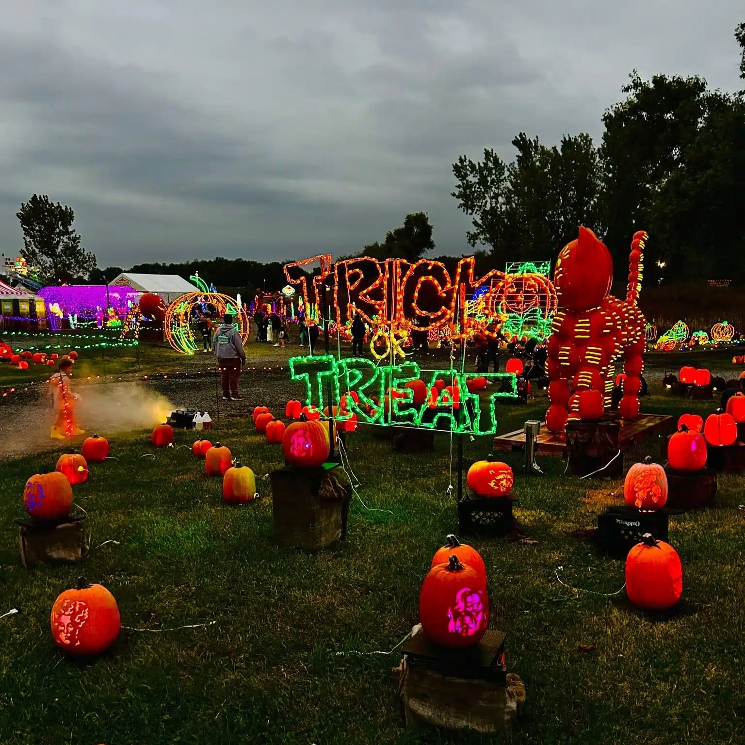 Pumpkin displays across the grounds at Harvest Tyme