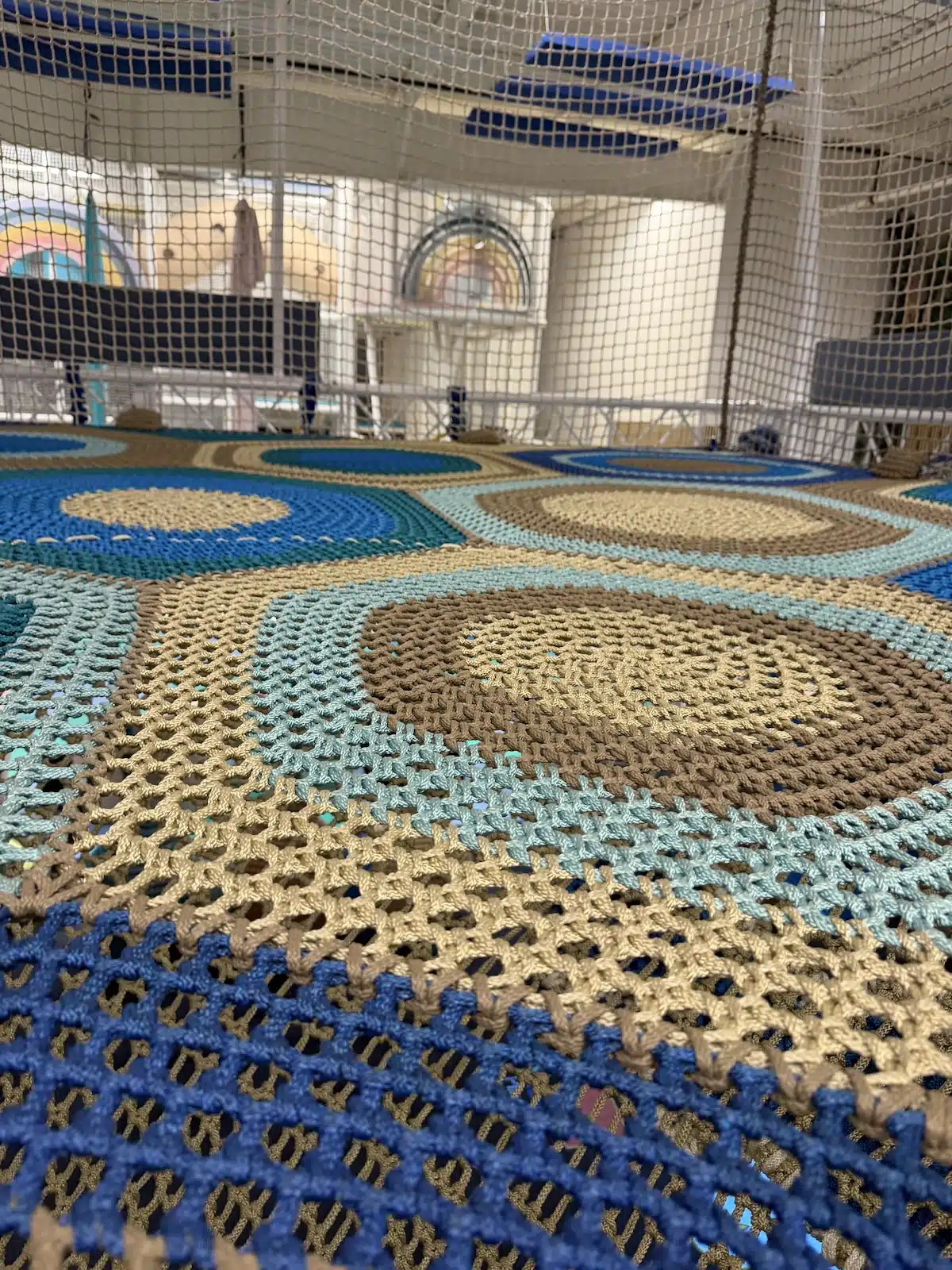 Woven climbing net, net tunnel and projected floor games at Prana Play in Carmel. Woven climbing net, net tunnel and projected floor games at Prana Play in Carmel.