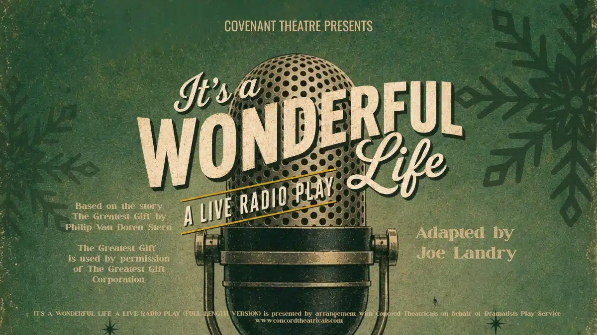 Vintage radio microphone art for It's a Wonderful Life: A Live Radio Play at Covenant Christian