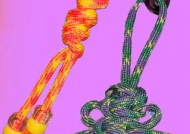 Two paracord keychains