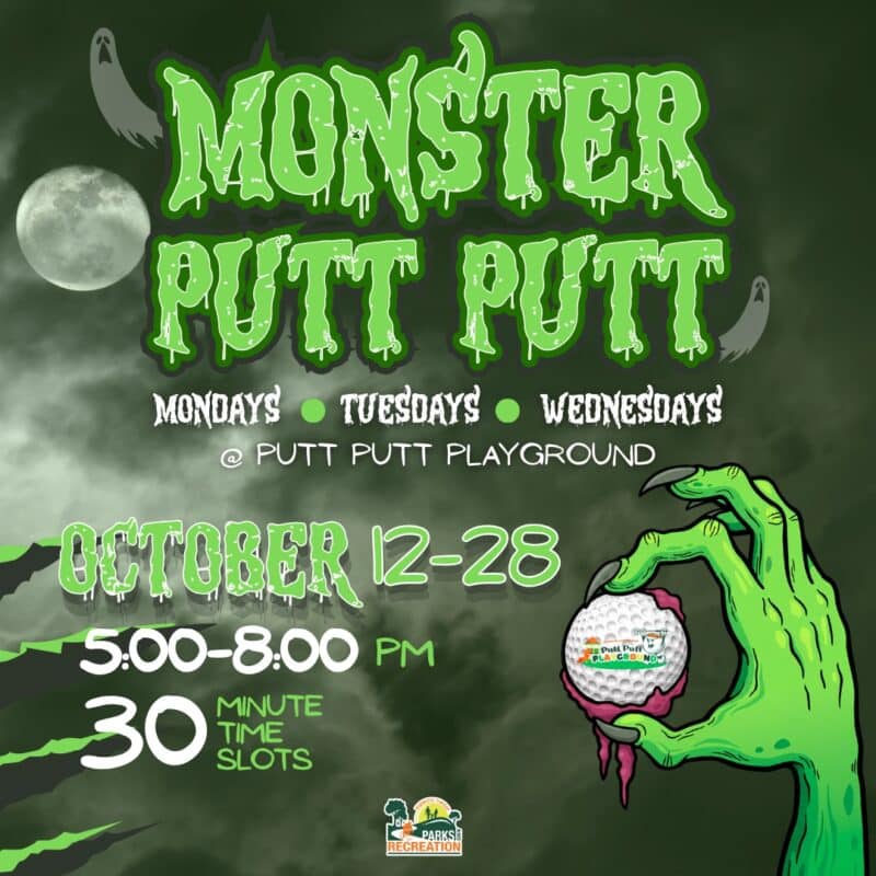 Monster Putt Putt graphic with glowing green lettering